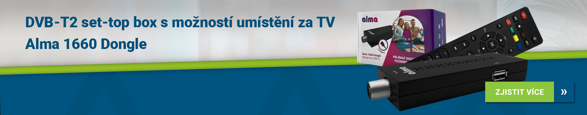DVB-T2 set-top box Alma 1660 Dongle s možností umístění za TV